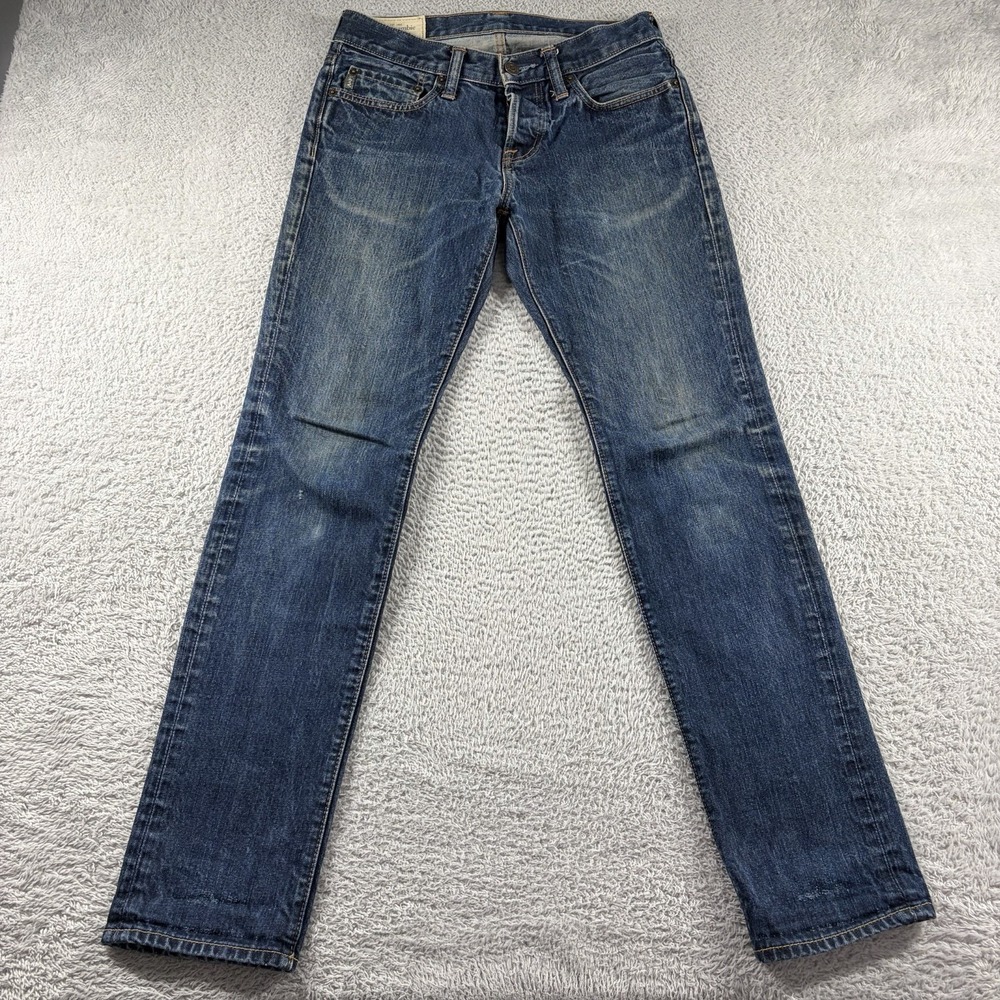 Abercrombie Fitch Jeans Mens 29x32 Dark Wash Blue The A&F Skinny Button Fly